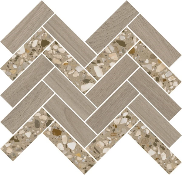Декор Монтиони мозаичный коричневый светлый 34*35,5