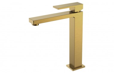 Смеситель для умывальника высокий Qubic Bronze