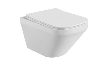 ЛИРА Унитаз подвесной безободковый 490*365*320мм, тонкое сиденье с механизмом плавного закрывания, крепеж